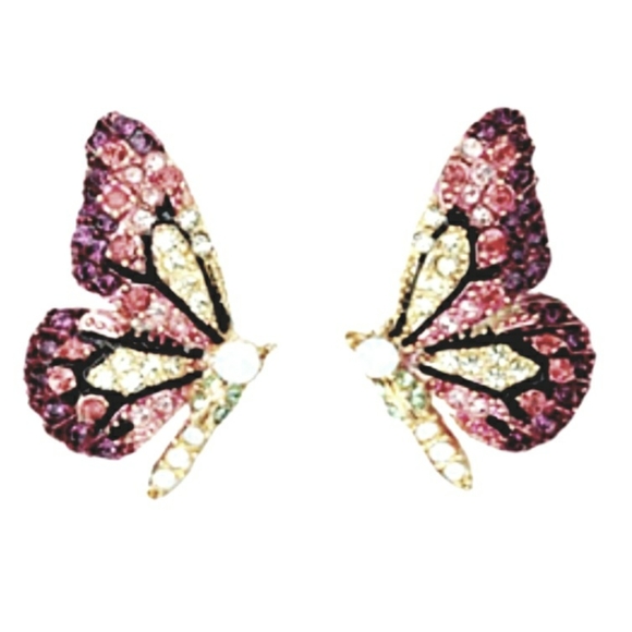 SEE MY OTHER BUTTERFLY WING EARRINGS Butterfly Wings Rhinestone Stud Earrings - Picture 2 of 9
